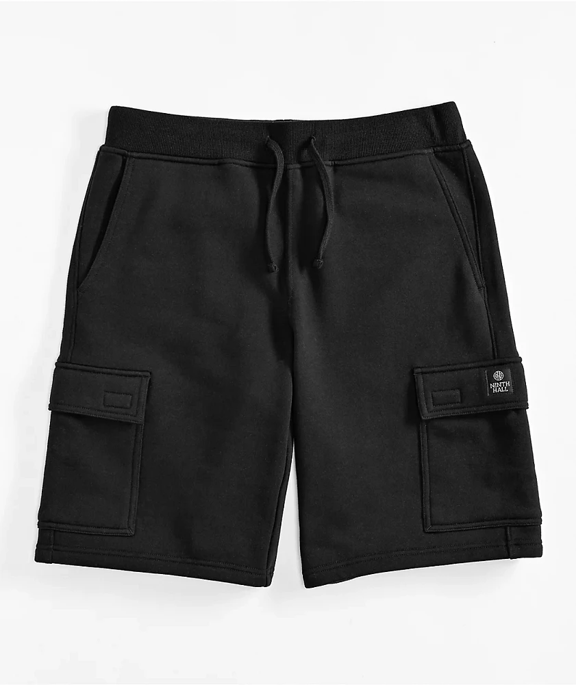 Ninth Hall Fundamentals Black Cargo Skate Sweat Shorts