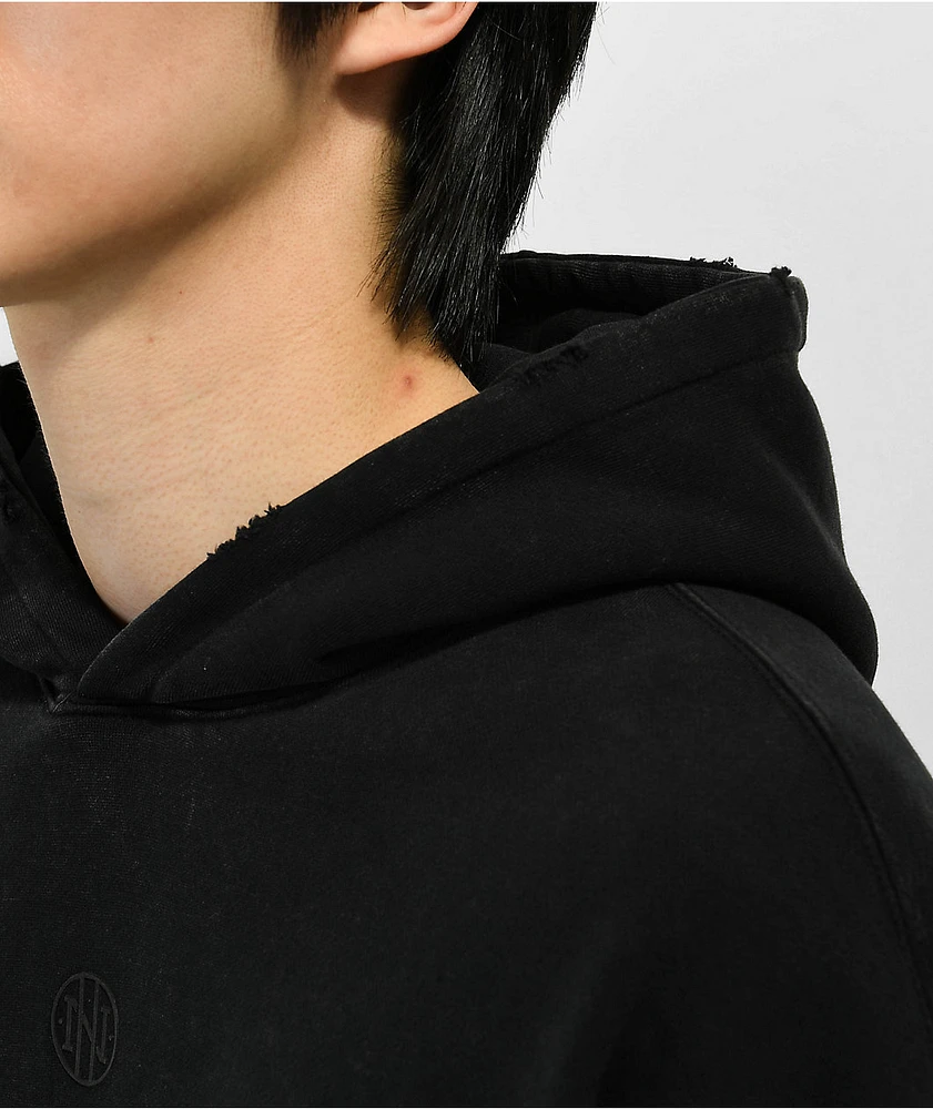 Ninth Hall Fundamentals Black Distressed Boxy Hoodie