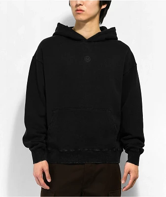 Ninth Hall Fundamentals Black Distressed Boxy Hoodie