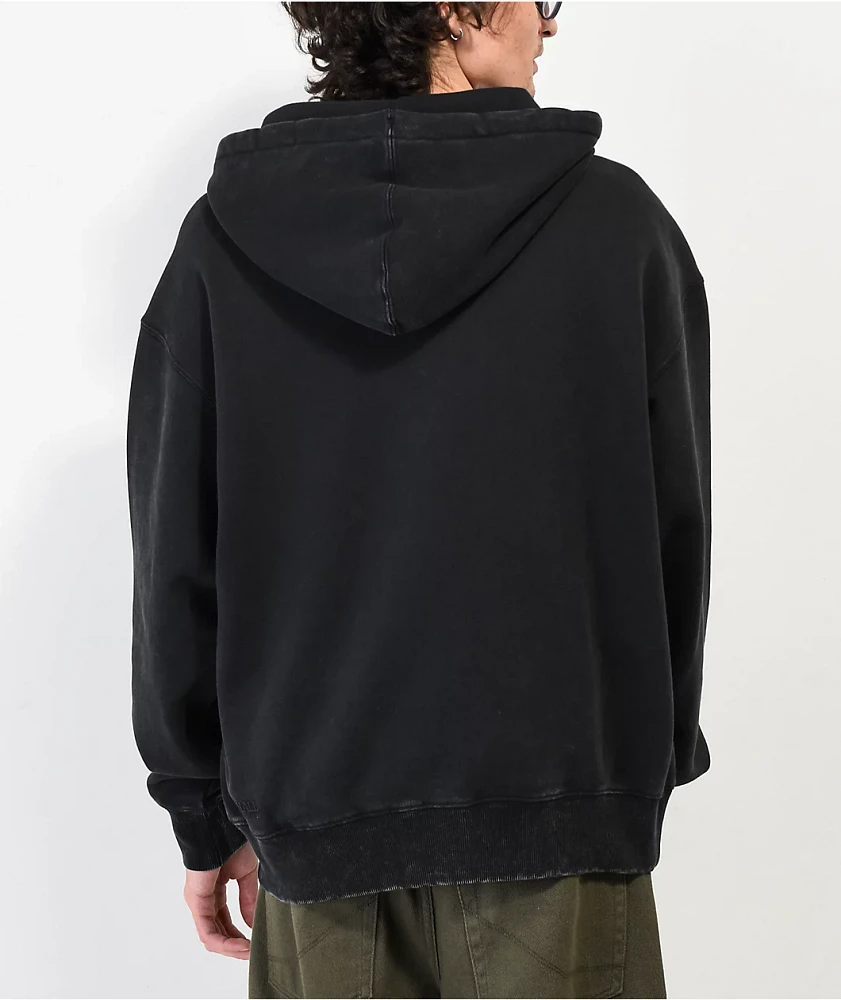 Ninth Hall Fundamentals Black Wash Boxy Zip Hoodie