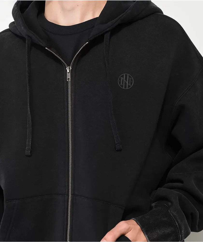 Oversized Washed Zip Through Hoodie