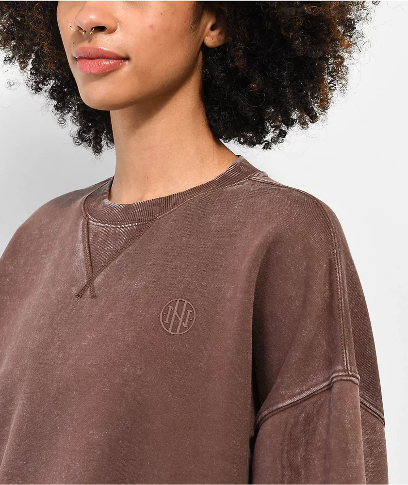 Ninth Hall Fundamentals Brown Wash Relaxed Crewneck Sweatshirt