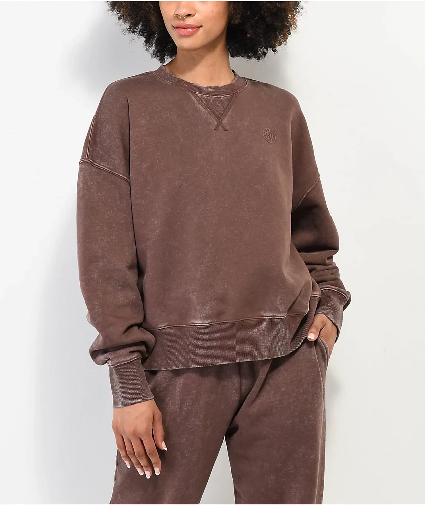 Ninth Hall Fundamentals Brown Wash Relaxed Crewneck Sweatshirt