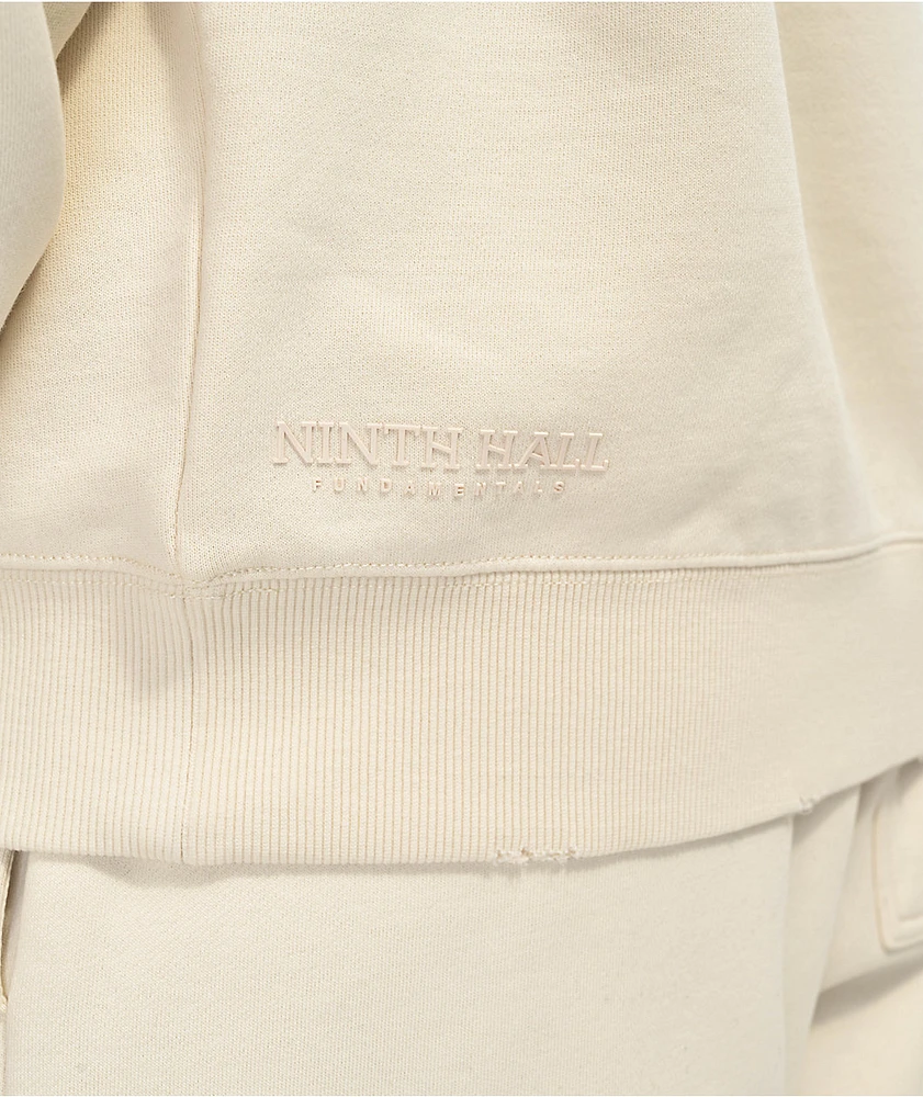 Ninth Hall Fundamentals Cream Distressed Boxy Hoodie