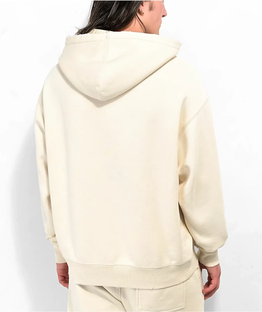 Ninth Hall Fundamentals Cream Distressed Boxy Hoodie