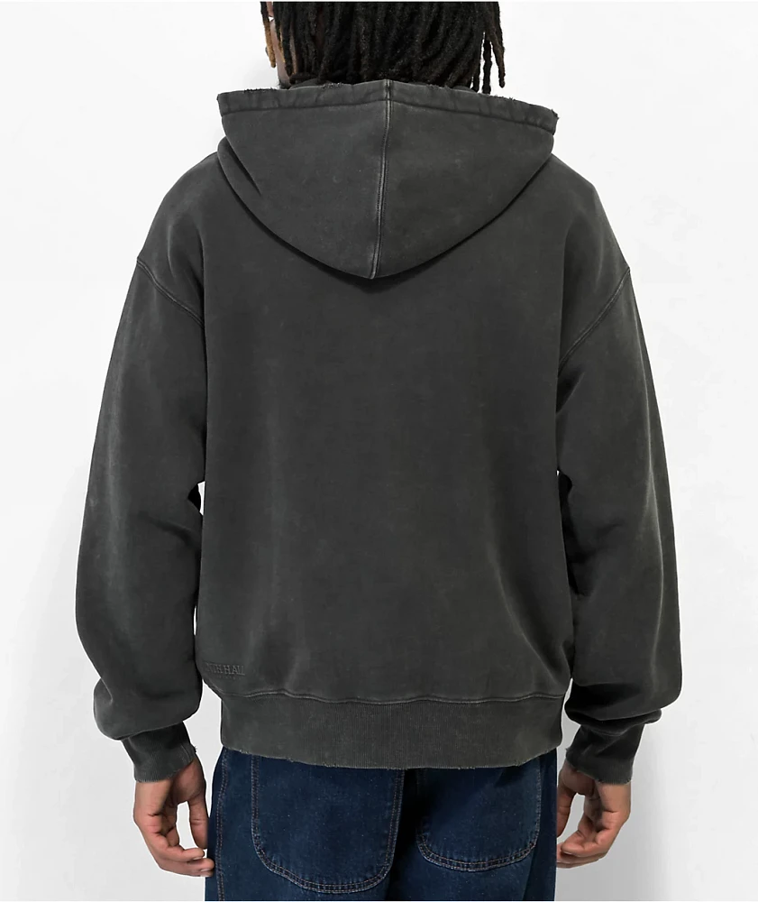 Ninth Hall Fundamentals Distressed Ash Boxy Zip Hoodie