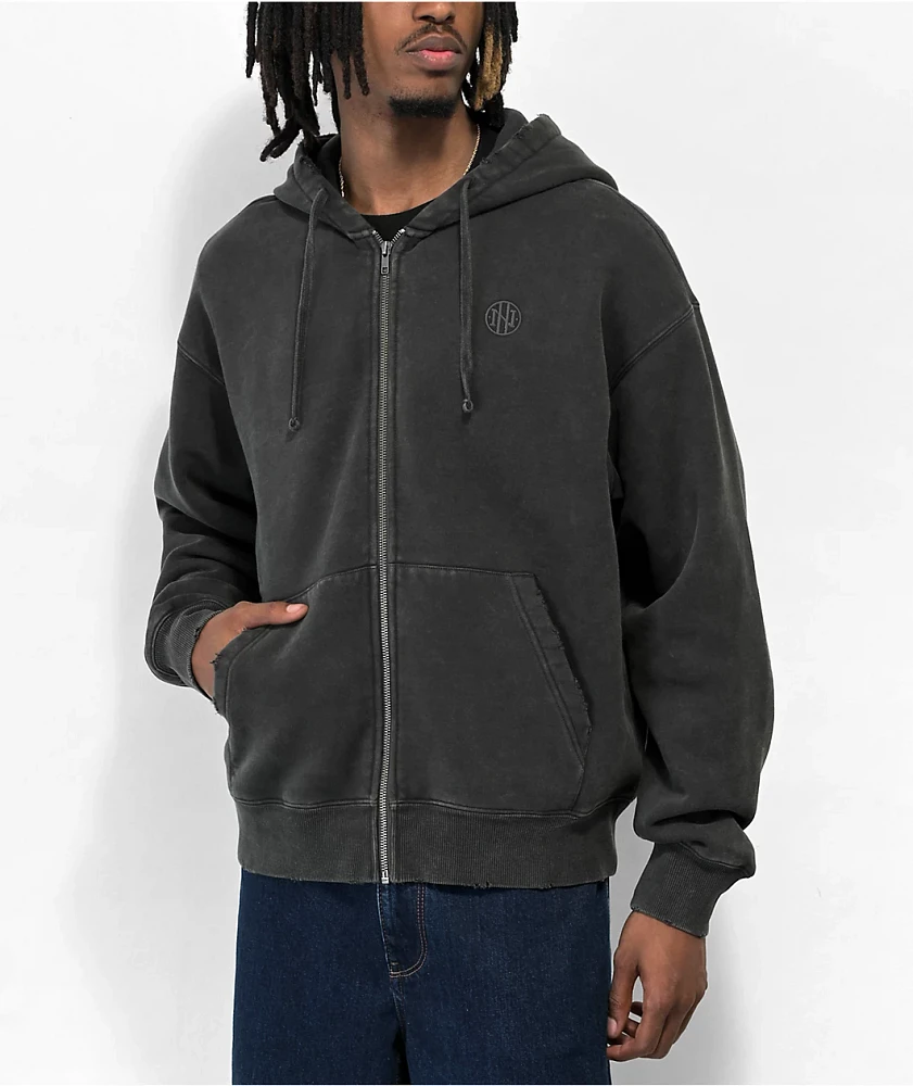 Ninth Hall Fundamentals Distressed Ash Boxy Zip Hoodie