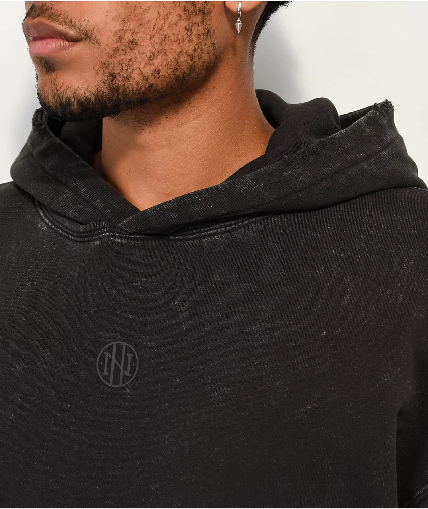 Ninth Hall Fundamentals Distressed Black Boxy Hoodie