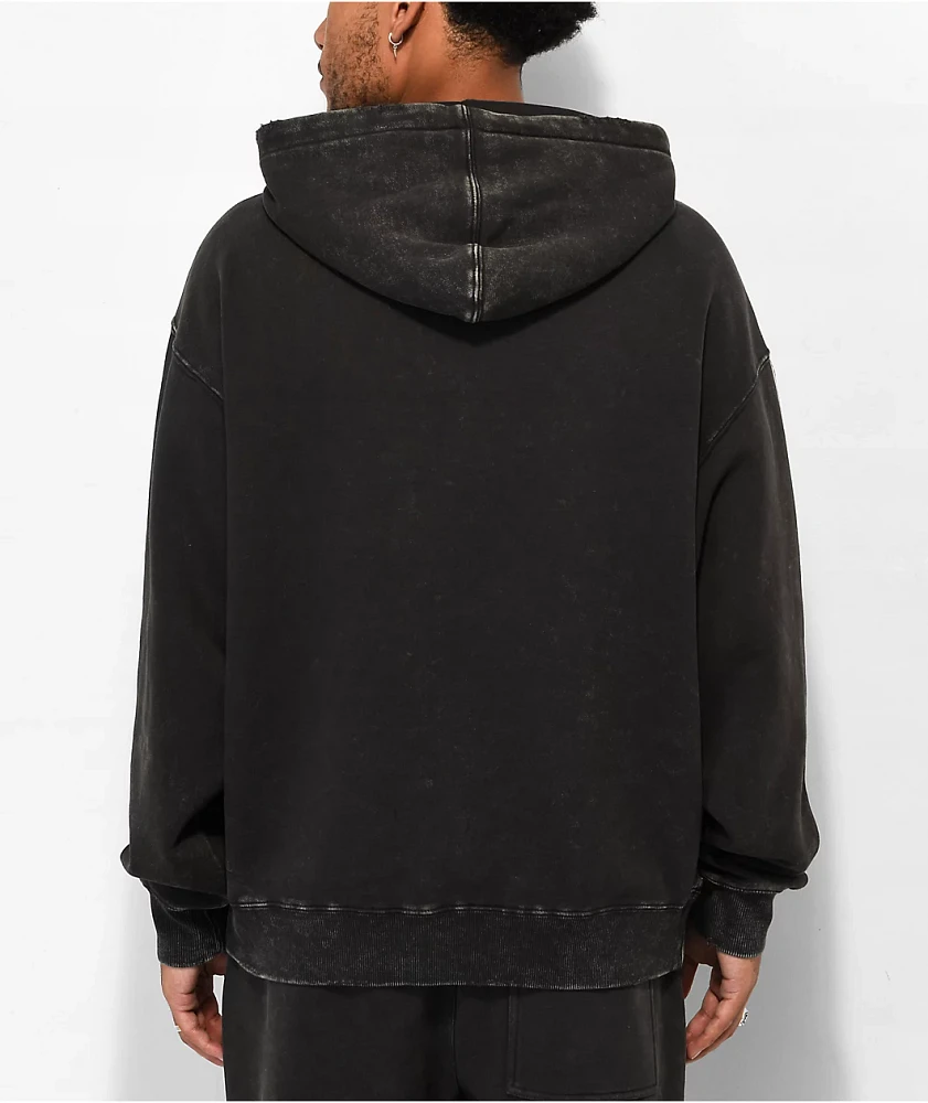 Ninth Hall Fundamentals Distressed Black Boxy Hoodie