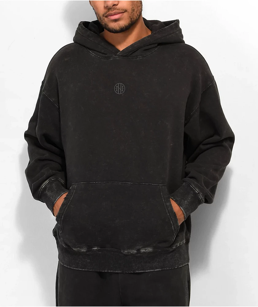 Ninth Hall Fundamentals Distressed Black Boxy Hoodie