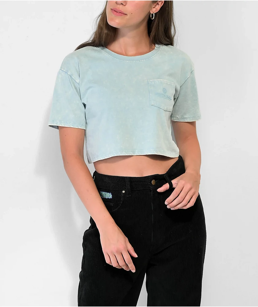 Ninth Hall Fundamentals Kaeya Light Blue Wash Boxy Crop T-Shirt