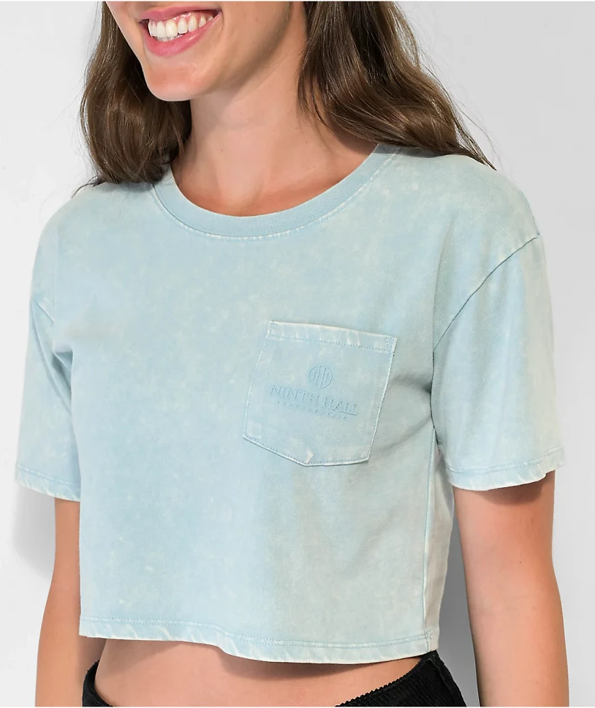 Ninth Hall Fundamentals Kaeya Light Blue Wash Crop T-Shirt