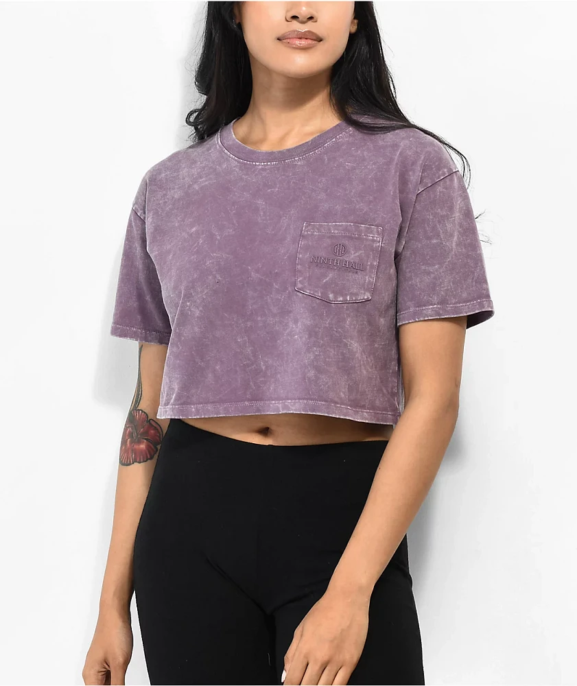 Ninth Hall Fundamentals Kaeya Violet Wash Boxy Crop T-Shirt