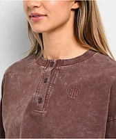 Ninth Hall Fundamentals Kaliska Brown Boxy Crop Long Sleeve T-Shirt