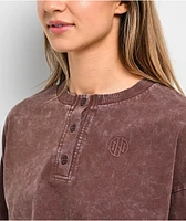 Ninth Hall Fundamentals Kaliska Brown Long Sleeve Boxy Crop T-Shirt