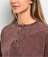 Ninth Hall Fundamentals Kaliska Brown Long Sleeve Crop T-Shirt