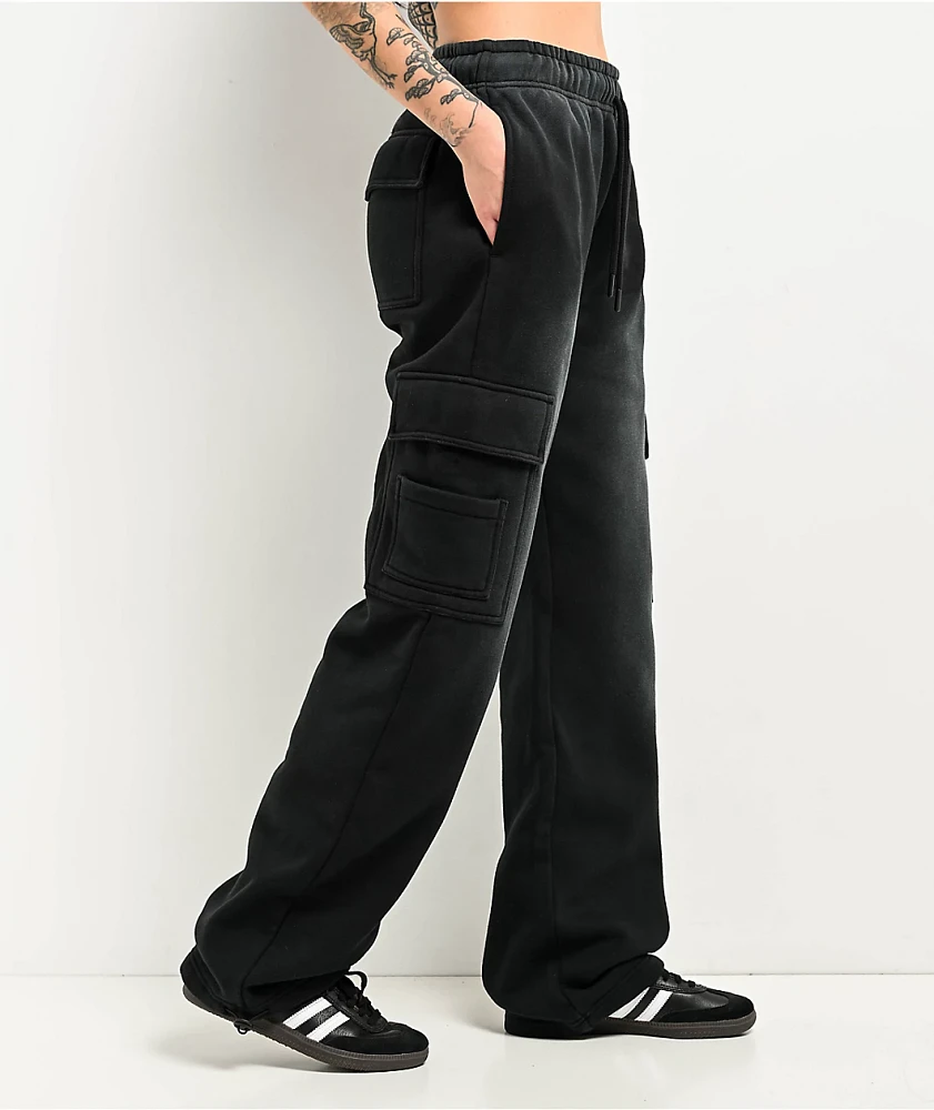 Ninth Hall Fundamentals Koa Black Sunbleached Relaxed Cargo Sweatpants