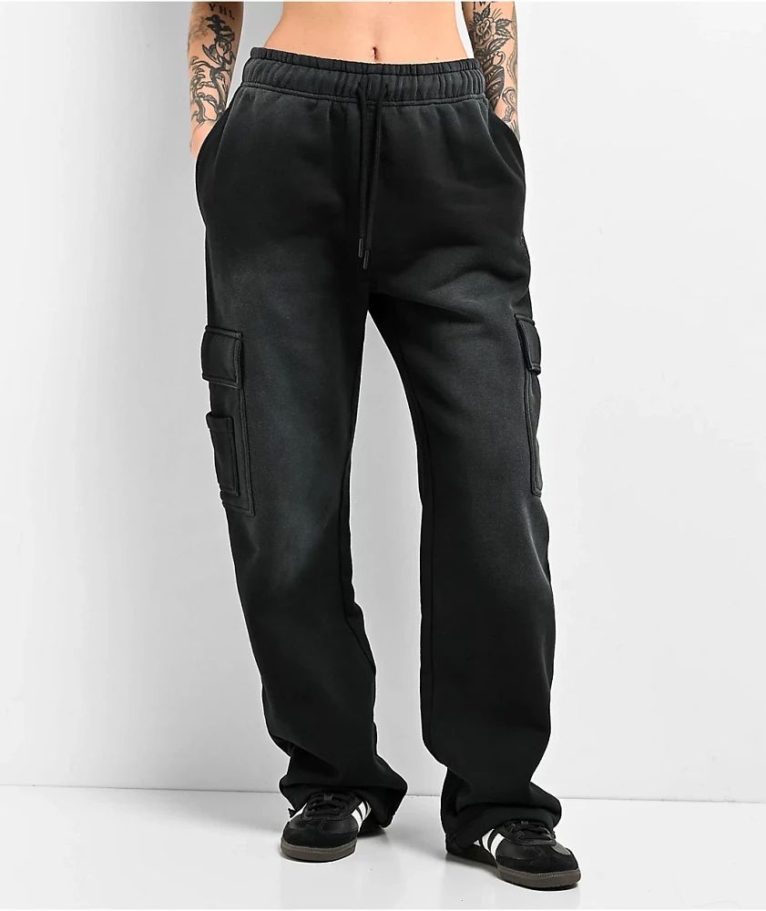 Ninth Hall Fundamentals Koa Black Sunbleached Relaxed Cargo Sweatpants