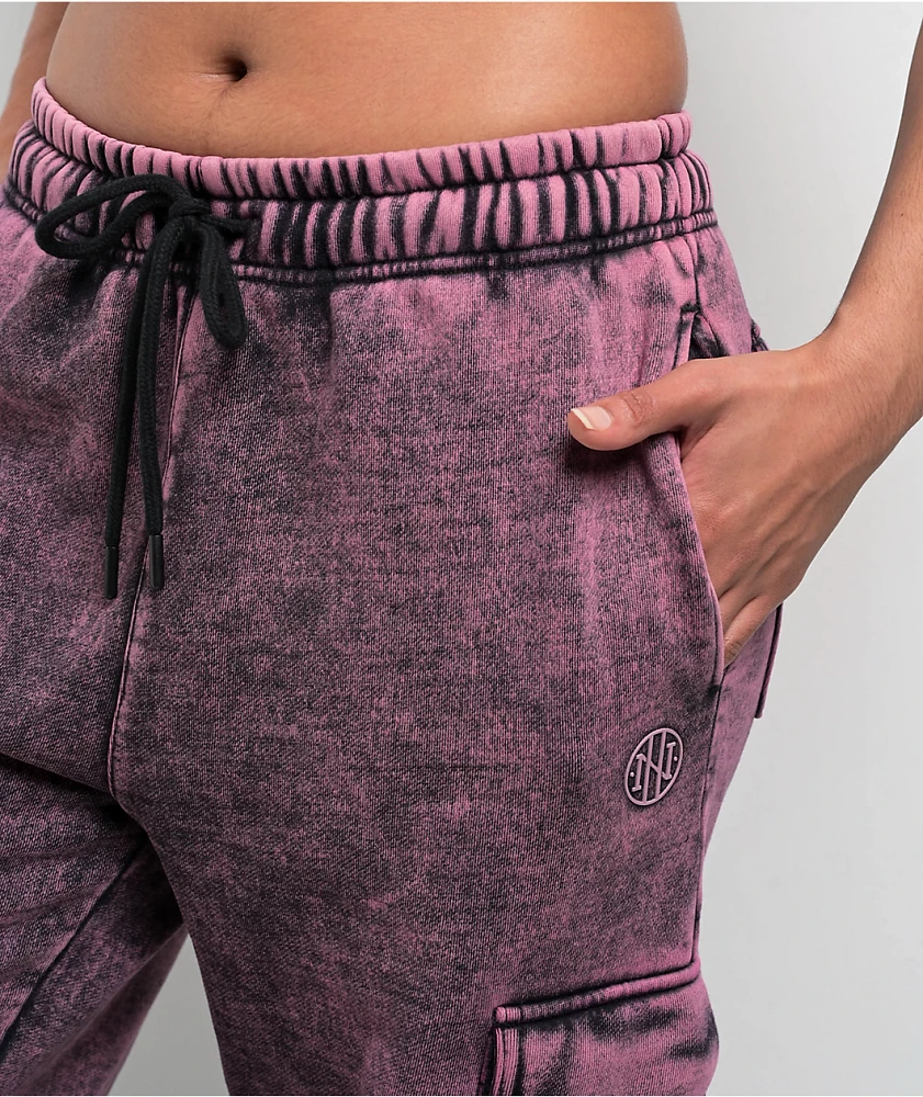 Ninth Hall Fundamentals Koa Purple Wash Relaxed Cargo Sweatpants