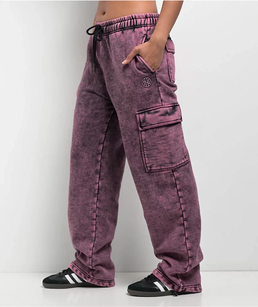 Ninth Hall Fundamentals Koa Purple Wash Relaxed Cargo Sweatpants