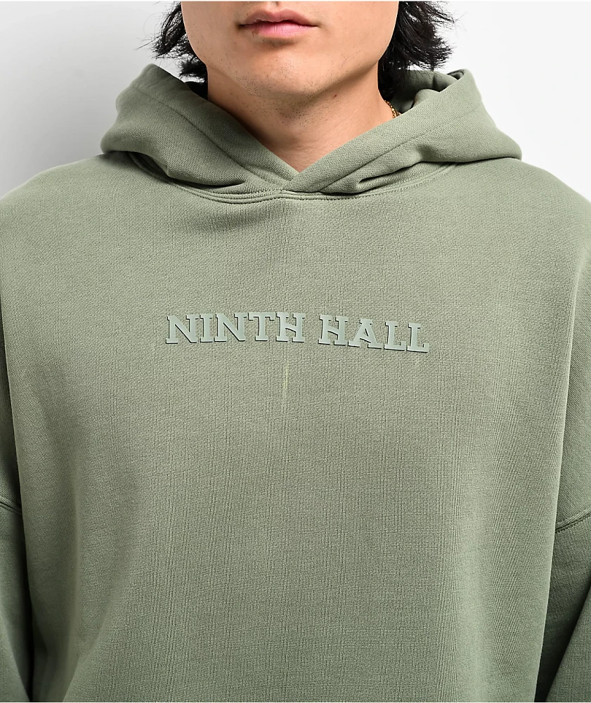 Ninth Hall Fundamentals Logo Light Green Oversized Hoodie