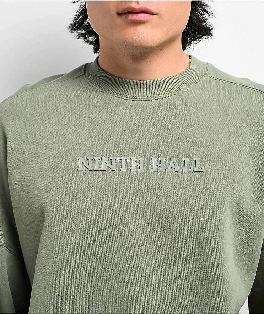Ninth Hall Fundamentals Logo Oversized Light Green Crewneck Sweatshirt