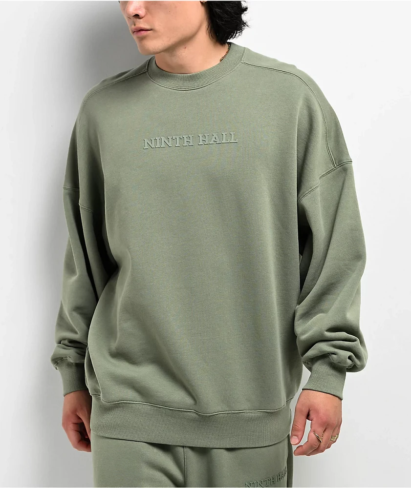 Ninth Hall Fundamentals Logo Oversized Light Green Crewneck Sweatshirt