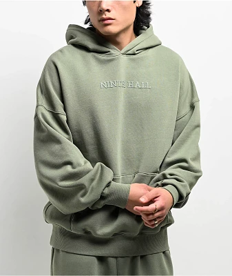 Ninth Hall Fundamentals Logo Oversized Light Green Hoodie