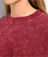 Ninth Hall Fundamentals Lonnie Red Mineral Wash Boxy Crop Long Sleeve T-Shirt