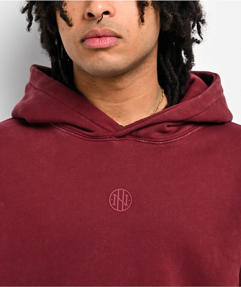 Ninth Hall Fundamentals Maroon Wash Boxy Hoodie