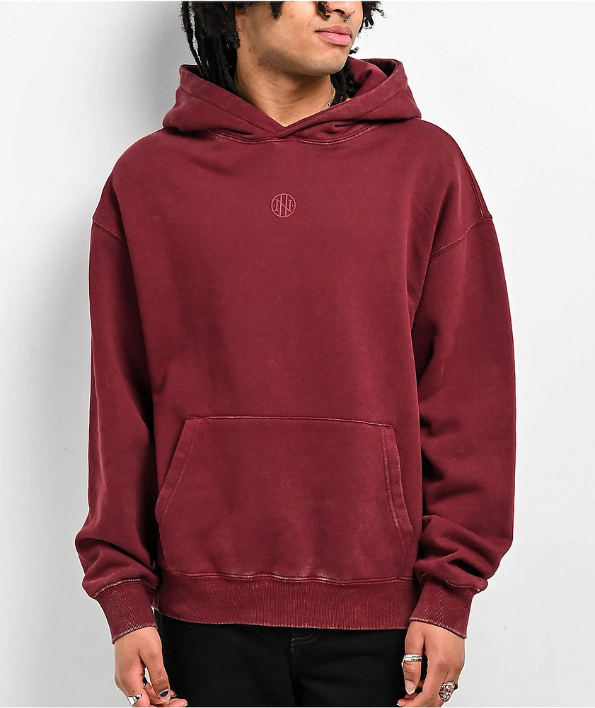 Ninth Hall Fundamentals Maroon Wash Boxy Hoodie