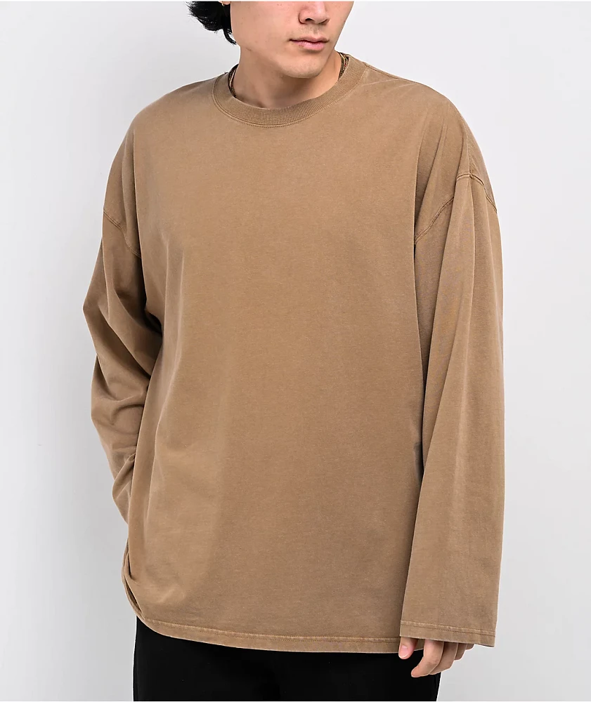 Ninth Hall Fundamentals Olive Wash Long Sleeve Oversized T-Shirt