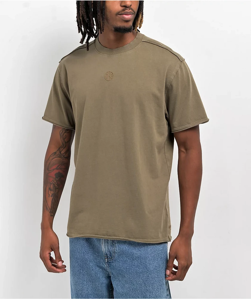 Ninth Hall Fundamentals Raw Olive Green Boxy T-Shirt 