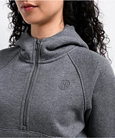 Ninth Hall Fundamentals River Heather Grey Boxy Half Zip Hoodie