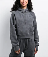 Ninth Hall Fundamentals River Heather Grey Boxy Half Zip Hoodie