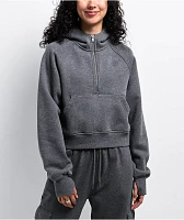 Ninth Hall Fundamentals River Heather Grey Half Zip Boxy Hoodie