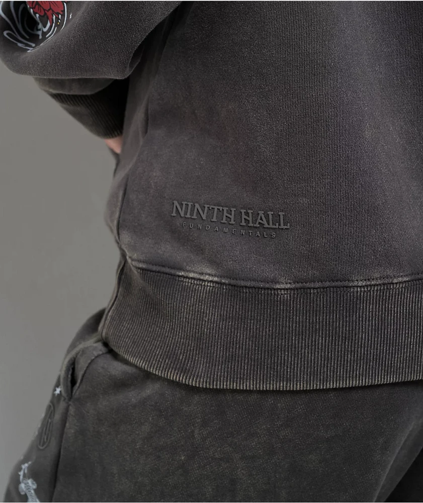 Ninth Hall Fundamentals Rosso Black Mineral Wash Hoodie