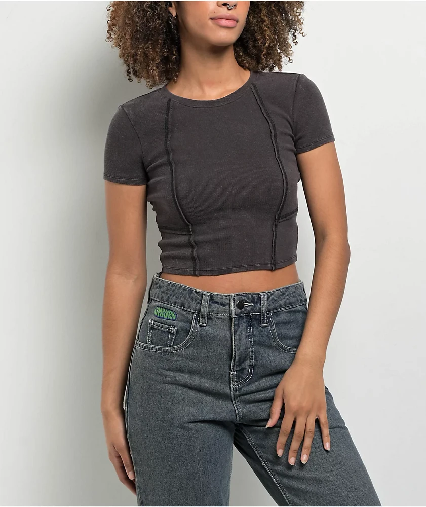 Ninth Hall Fundamentals Shawnie Black Seaming Crop T-Shirt