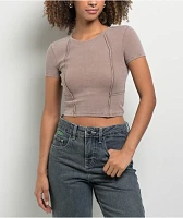 Ninth Hall Fundamentals Shawnie Taupe Seaming Crop T-Shirt