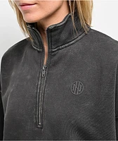 Ninth Hall Fundamentals Sheena Black Wash Quarter Zip Sweatshirt