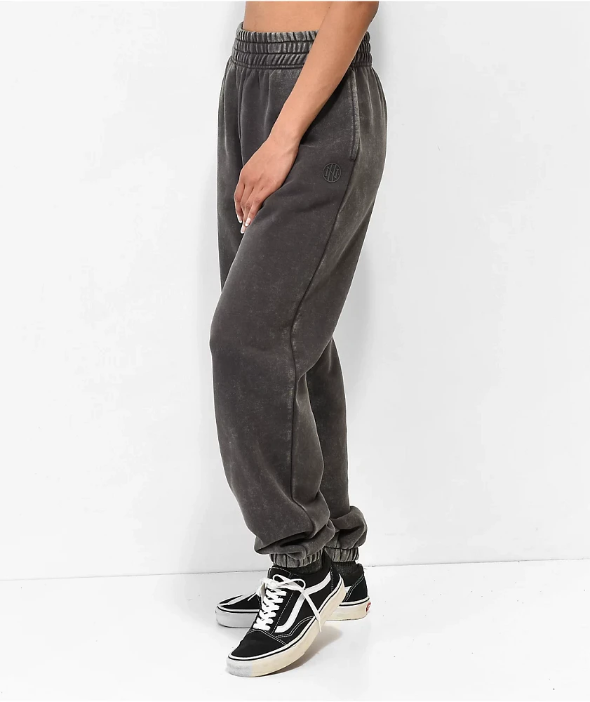 Ninth Hall Fundamentals Sibyl Black Mineral Wash Relaxed Sweatpants