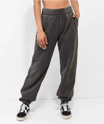 Ninth Hall Fundamentals Sibyl Black Mineral Wash Relaxed Sweatpants