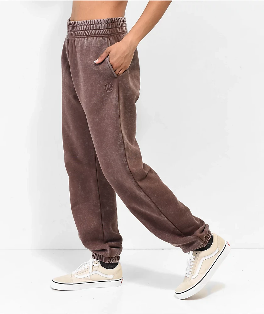 Ninth Hall Fundamentals Sibyl Brown Mineral Wash Relaxed Sweatpants