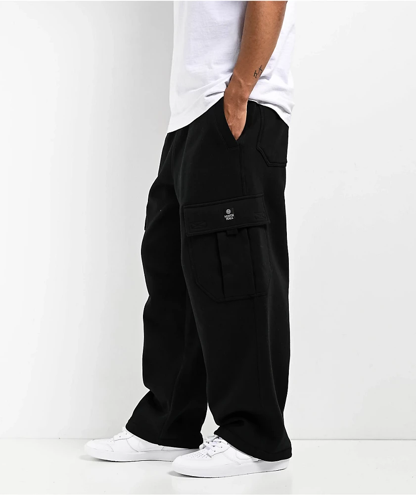 Ninth Hall Fundamentals Stash Baggy Black Cargo Sweatpants