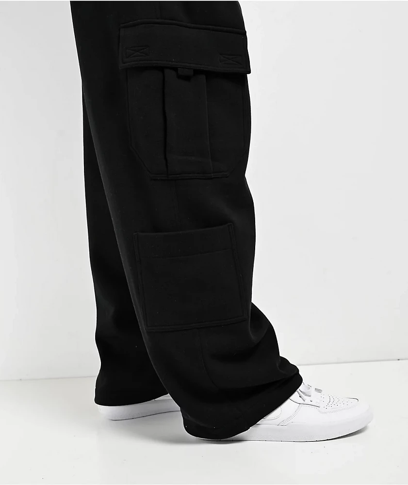 Ninth Hall Fundamentals Stash Baggy Black Cargo Sweatpants