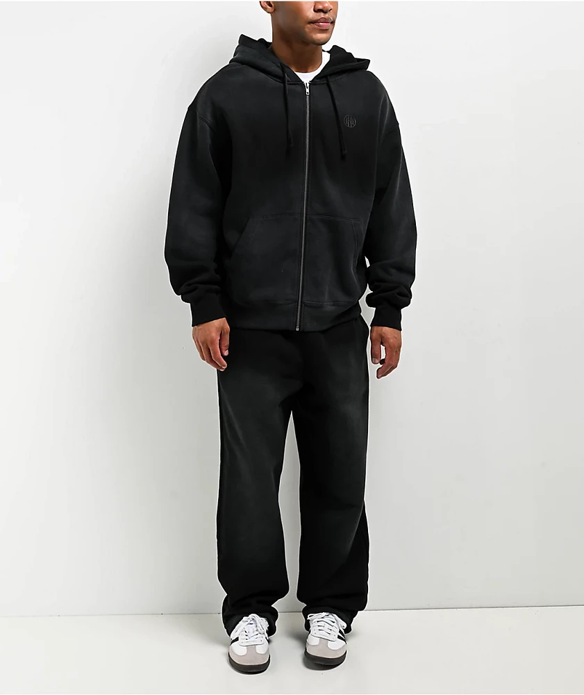 Ninth Hall Fundamentals Sunbleached Black Wash Loose Sweatpants