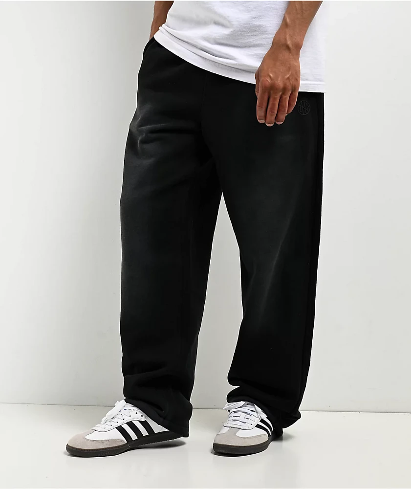 Ninth Hall Fundamentals Sunbleached Black Wash Loose Sweatpants