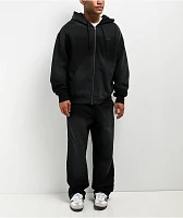 Ninth Hall Fundamentals Sunbleached Black Wash Zip Hoodie