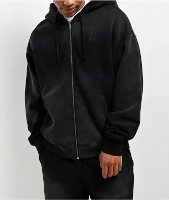 Ninth Hall Fundamentals Sunbleached Black Wash Zip Hoodie