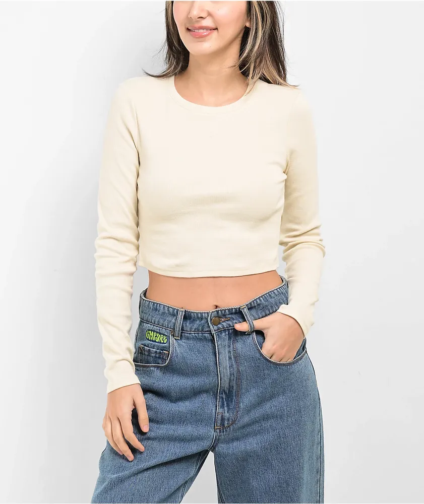 Ninth Hall Fundamentals Sylvie Birch Long Sleeve Crop T-Shirt